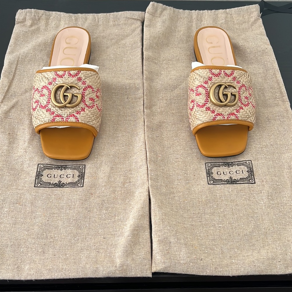 Gucci GG Raffia Effect Slide - Picture 6 of 6